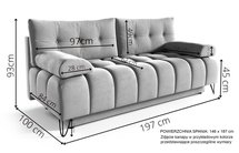 Bareli Amon 18 three-seater sofa with storage, hydrophobic velvet