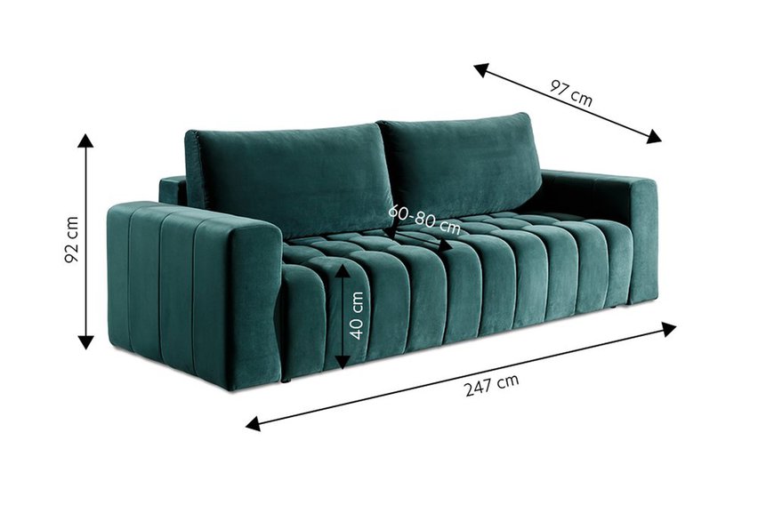 Spikenard sofa bed 245 cm (Fabric: Monolith 37)