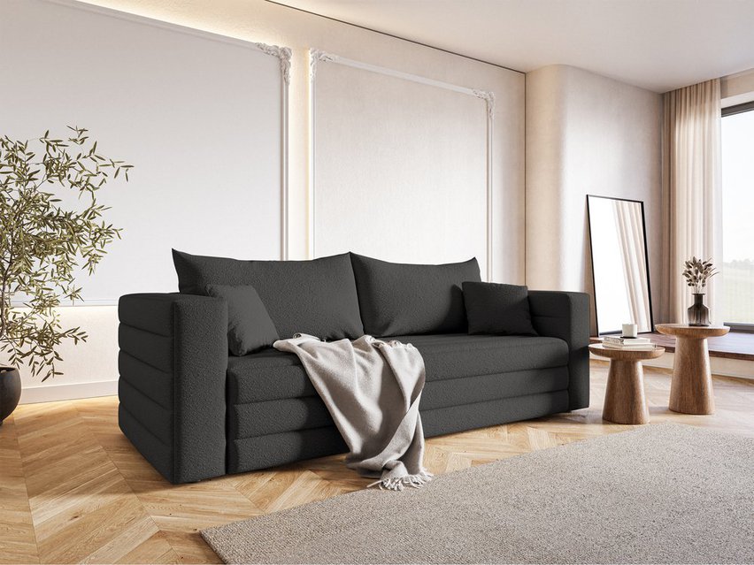 Lilla Abriamo 08 three-seater sofa with a boucle container, black legs