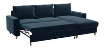 Almirante L-shaped corner sofa with sleeping function with storage, universal, navy blue, hydrophobic velvet