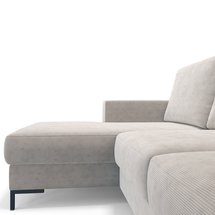 Mokpeo corner sofa bed (Fabric: Scala sand, Legs: Black, Side: Left)