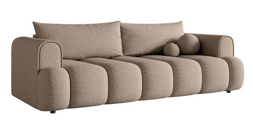 Dandelino three-seater sofa with sleeping function Loop 08 boucle