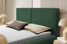 Upholstered bed 160/200 cm Farese dark green Poso 14 with container and gas actuator corduroy