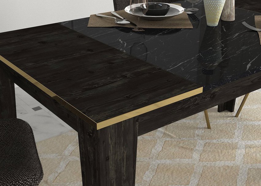 Chistled Dining Table 145x85cm Black