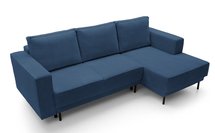 Rodario mini navy blue corner sofa with sleeping function with right-hand corduroy container