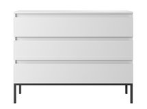 Bemmi White three-drawer chest of drawers with black legs