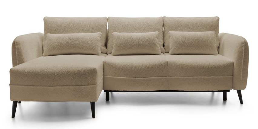 Eliano L-shaped corner sofa with sleeping function with Catch Me 02 boucle container, left-hand