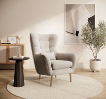 Vence Castel 03 wing chair, velvet, easy-to-clean beech legs