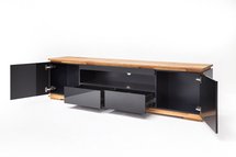 Bridder TV Cabinet 202 cm Gloss Black/Oak