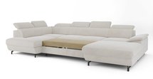 Corner sofa with sleeping function Lambo U-shaped Castel 04 with container, black legs, left-hand side