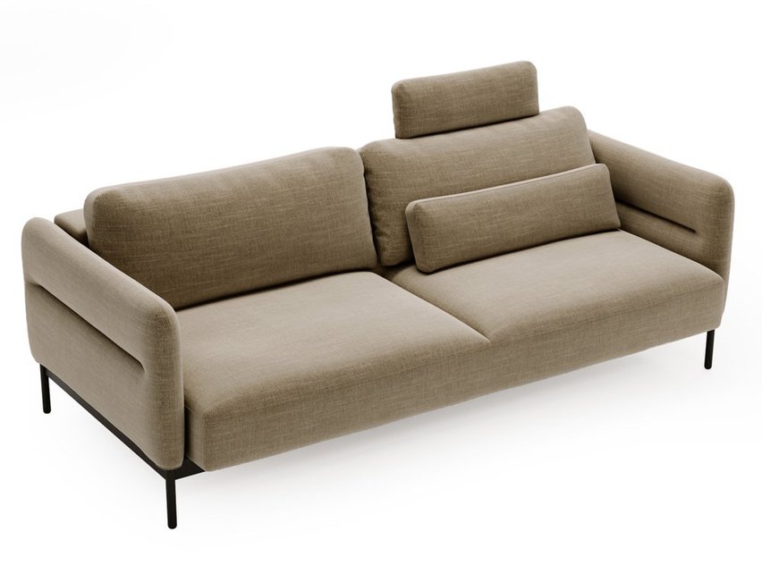 Solianero three-seater sofa bed, dark beige braid