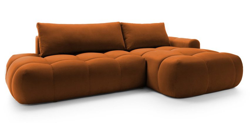 Ombo L-shaped corner sofa with sleeping function with container Salvador 14, hydrophobic velvet, right-hand side