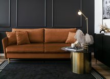 Volio Magic Velvet 2286 three-seater sofa, copper, hydrophobic velvet, gold legs