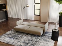 Solianero three-seater sofa bed, dark beige braid