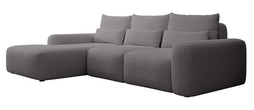 Carnos L-shaped corner sofa bed with additional lumbar pillows Moly 85 hydrophobic chenille left side