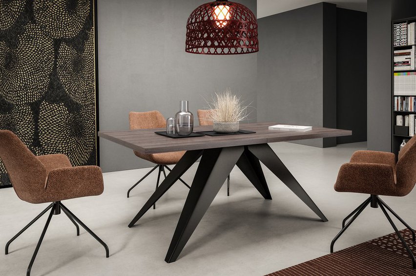 Scalize extendable table 140/200 cm Sherman oak with black steel frame