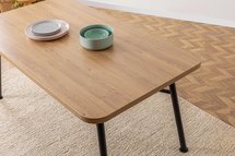 Crattale table 160x75 cm in natural color on black legs