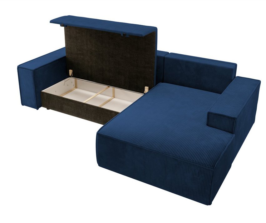 Corner sofa bed Farese New L-shaped with container (Fabric: Poso 05, Side: Right)