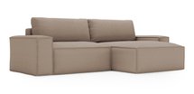 Brylio L-shaped corner sofa with sleeping function with storage, universal beige plush