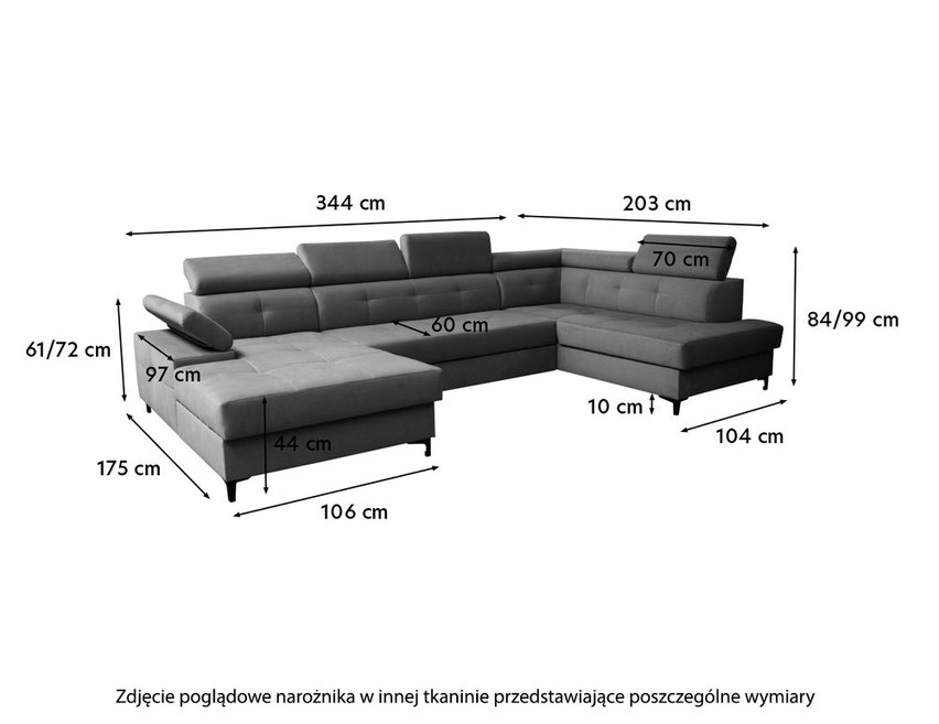 Marcaria U-shaped corner sofa bed with storage (Fabric: Trinity 27, Side: Left)