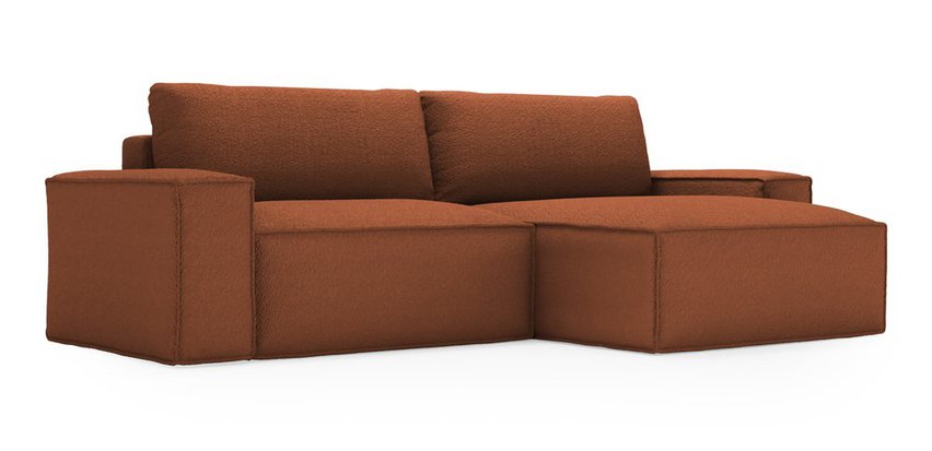 Brylio L-shaped corner sofa with sleeping function with storage, universal, copper plush