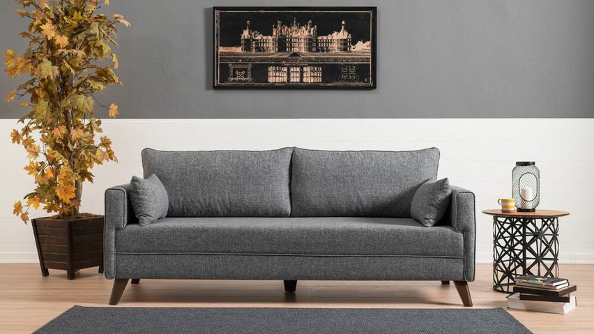 Ratous three-seater sofa bed, grey