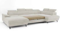 Corner sofa with sleeping function Lambo U-shaped Castel 03 with container, black legs, right-hand side