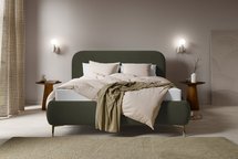 Upholstered bed 180x200 cm Monno Castel 39 metal frame easy-to-clean velvet gold legs