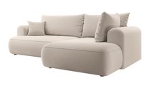 Ovo II L-shaped corner sofa with sleeping function Castel 03 with side and container, easy-to-clean velvet, right-hand