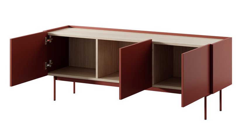 Color TV cabinet 144 cm three-door Brick/Linea Oak