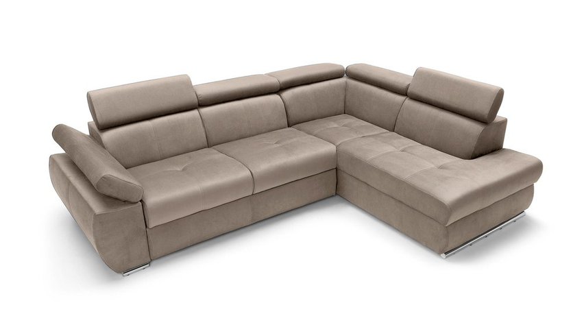 Ararip 268 cm L-shaped corner sofa bed with adjustable headrests and storage (Fabric: Element 06, Side: Right)