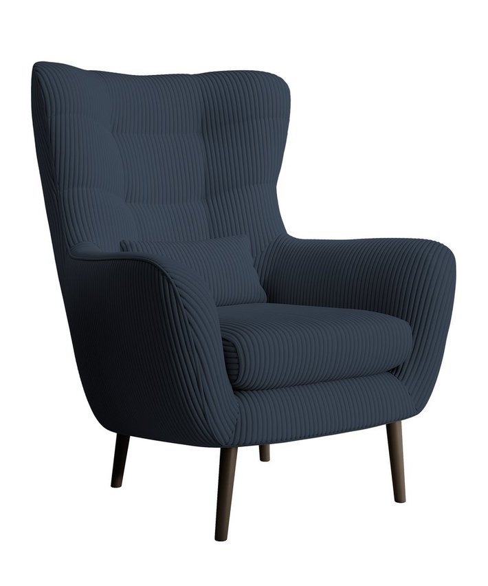 Vence Lincoln 77 lounge chair with footstool, black legs
