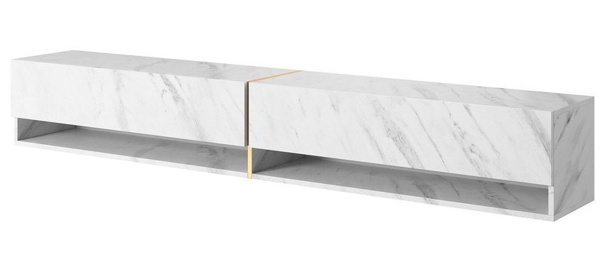 Mirrgo TV cabinet, 200 cm, white marble with gold insert