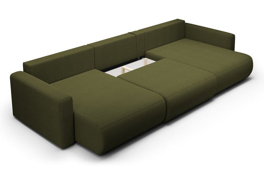 Corner sofa with sleeping function Ajwar U-shaped with container Curio 39 hydrophobic chenille universal