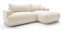 Divo Mini L-shaped corner sofa with sleeping function with a right-handed vanilla boucle container