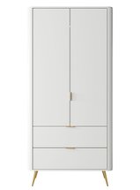 Oval two-door wardrobe with drawers 92 cm, white