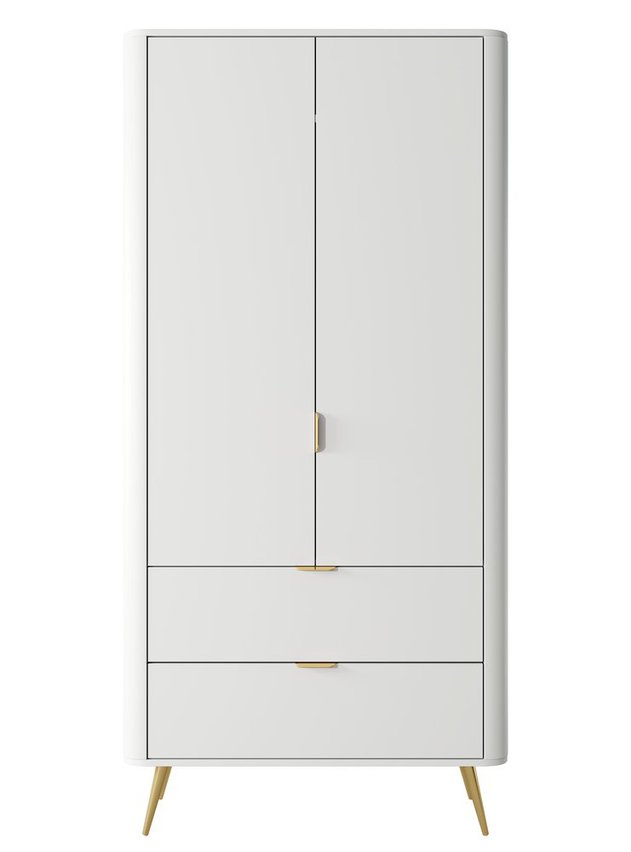 Oval two-door wardrobe with drawers 92 cm, white