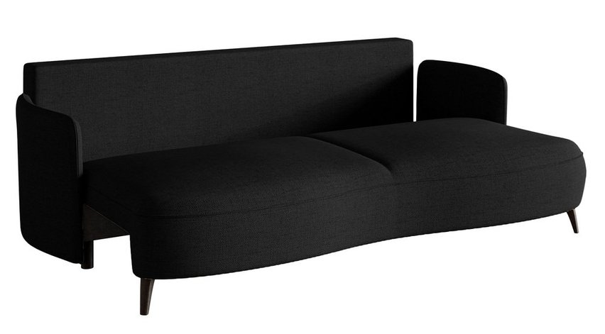 Raviolo three-seater sofa with Moly 99 container, hydrophobic chenille, black legs