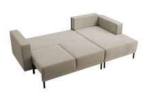 Rodario mini corner sofa with sleeping function and Castel 15 bedding container, right-handed