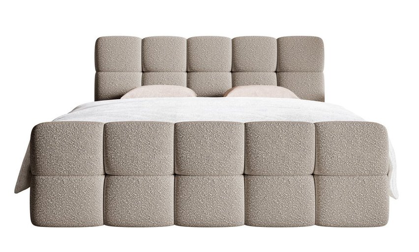 Continental bed 140x200 cm Cloudy with containers and topper Legend 03 boucle