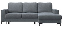 Mokpeo L-shaped corner sofa with sleeping function with two containers on black legs Sorella 89 chenille right-hand side