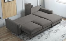 Mokpeo corner sofa bed, easy-cleaning velvet (Fabric: Castel 93, Side: Right)