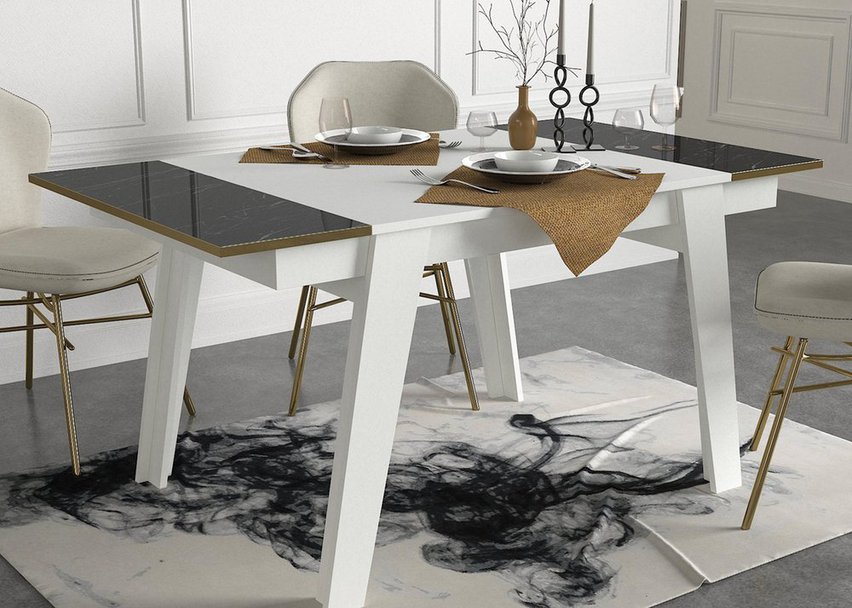 Nostirt dining table 148.5x85 cm white and black