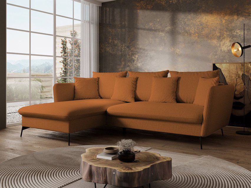 Castilio L-shaped corner sofa with sleeping function with Moly 54 container, hydrophobic chenille, left-hand side