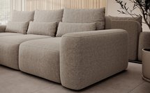 Carnos L-shaped corner sofa with sleeping function with additional lumbar pillows Melody 12 left-hand chenille