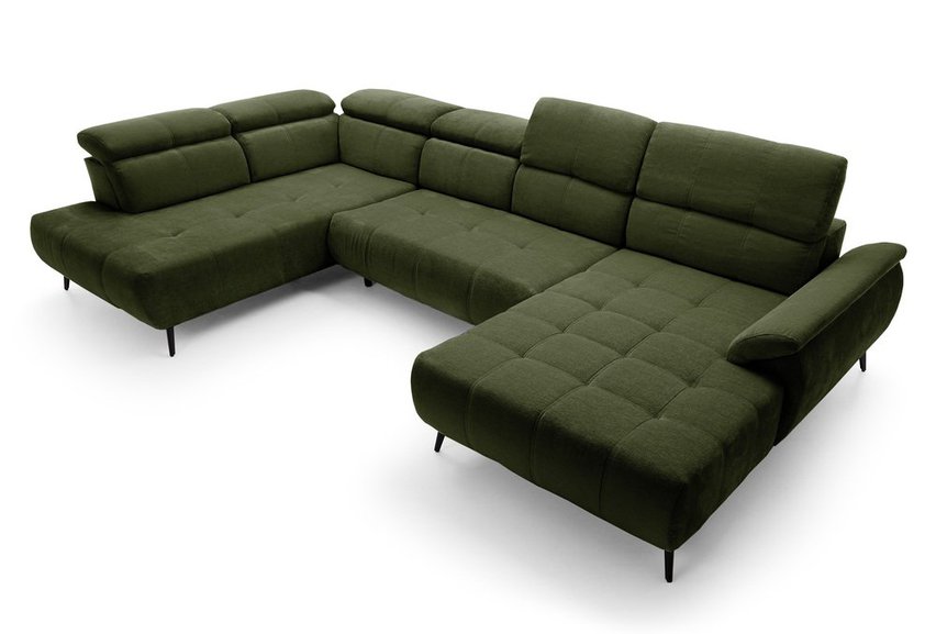 Corner sofa with sleeping function Mamutio U-shaped Aphrodite 12 chenille left-hand side