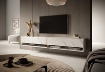 Mirrgo TV cabinet, 200 cm, white marble with gold insert