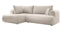 Ovo II L-shaped corner sofa with sleeping function Castel 03 with side and container, easy-to-clean velvet, left-hand