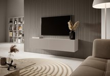 Veldio TV cabinet 140 cm Gray beige with milled front