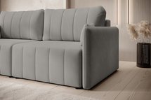 Pierre fold-out corner sofa with storage, light gray hydrophobic velvet